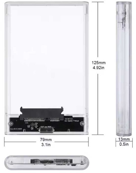 Caixa para disco externo sata ssd transparente