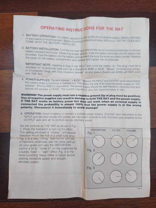 ProCo Small Box RAT 1986 - Black with White Lettering