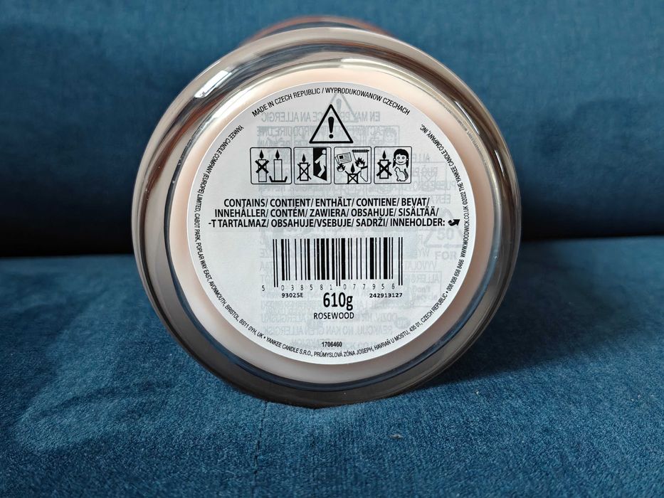 Świeca świeczka zapachowa Yankee Candle WoodWick Rosewood duża