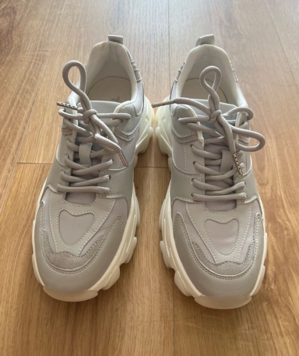 Szare sneakersy trampki buty na masywnej podeszwie
