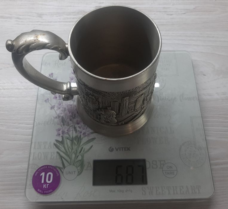 Элитная оловянная кружка Tumasek Pewter 97% (Сингапур), 687 грамм ОЛХ доставки НЕТ