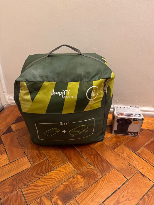 Colchão insuflável Quechua Sleepin' Bed Camp 2 em 1 (140x200) + bomba elétrica | Quechua Sleepin' Bed Camp 2-in-1 inflatable mattress + electric pump