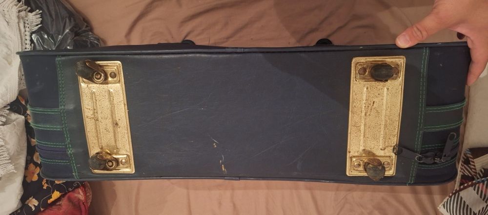 Mala de viagem grande azul e verde