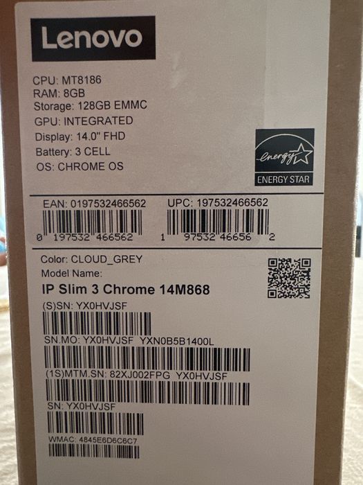 Portatil Lenovo IP Slim 3 Chrome 14m868