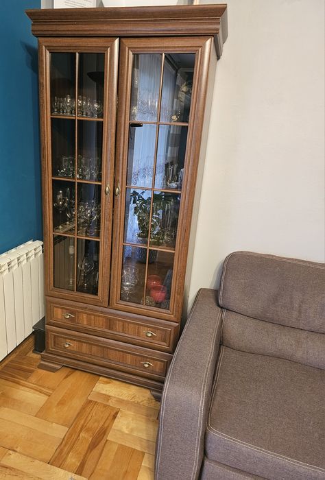 Meble do salonu  witryna komoda stolik ciemny brąz