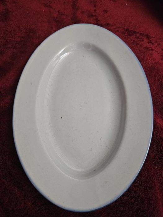 Półmisek Tułowice talerz patera Tułowice vintage z paskiem niebieskim