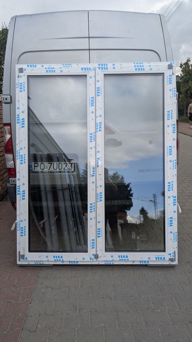 KR HAUS drzwi 160x200 tarasowe złoty dąb nowe 3 szybowe okna POZNAŃ