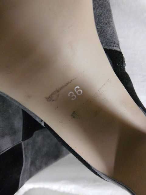 Venezia zamszowe skórzane kozaki szaro-czarne platforma 36