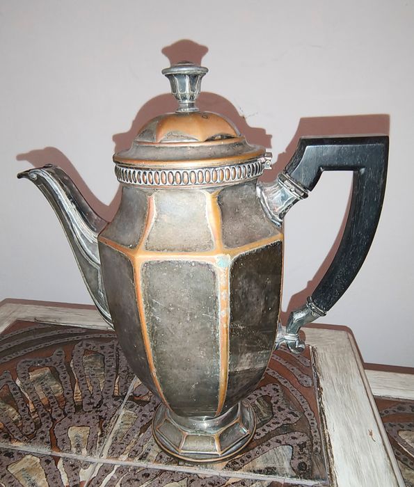 Stary platerowy dzbanek do herbaty i cukiernica Christofle