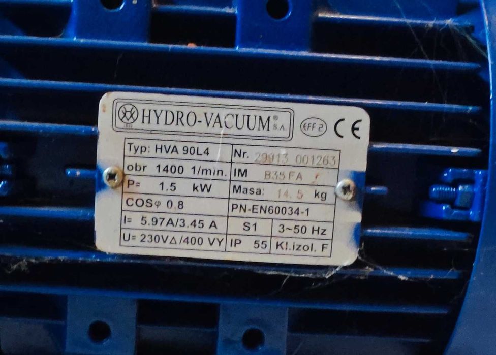 Pompa hydroforowa Hydro Vacuum Grudziądz SM 4.02 z silnikiem 400V 3-fazowym 1.5kW