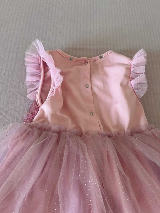 Vestido de princesa Vertbaudet rosa com lantejoulas e capa 8-10 anos