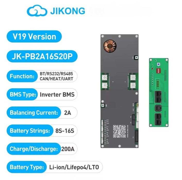 Інверторна Jikong BMS PB2A16S20P 200A V19