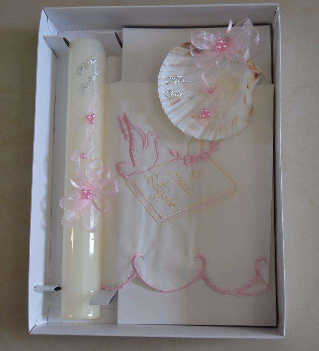 Conjunto Baptizado - Vela + toalha + concha