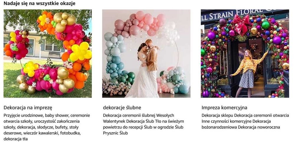 Stelaż metalowy do dekoracji, łuk ślubny 2,2m na balony, kwiaty, złoty