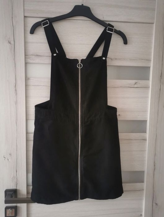 Sukienka czarna HM ogrodniczka zamsz 38 M
