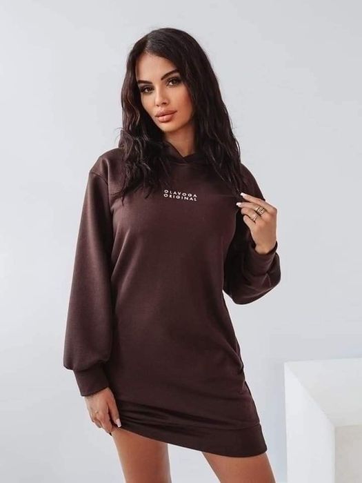 Sukienka dresowa Olavoga Cute Soft czarna biała beżowa brazowa