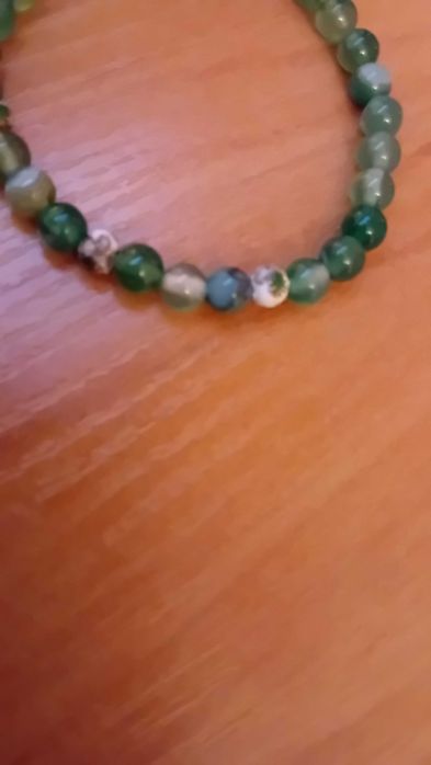 Bransoletka z agatu. Hand made. Nowa. Zieleń.