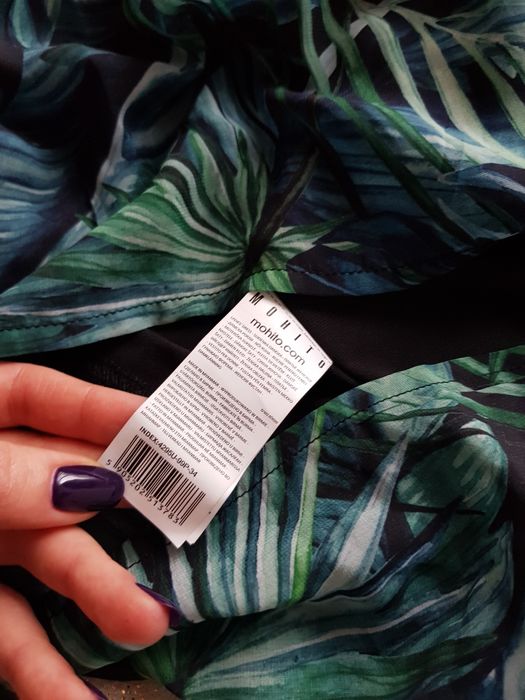 Mohito mini sukienka XS/S nowa z metką z falbanką zielona w kwiaty na wiosnę lato wakacje floralprint