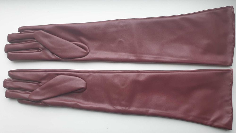 Перчатки женские длинные каштанового цвета