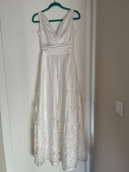 Suknia ślubna jedwab koronka rozmiar S