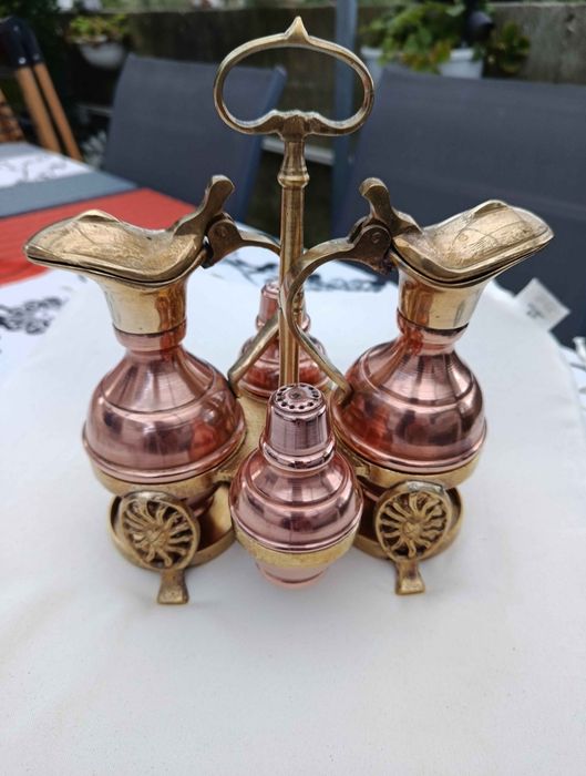 Galheteiro vintage lindíssimo em bronze e latão (ARTIGO ÚNICO)