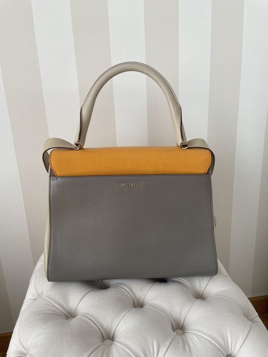 Torebka torba Max Mara MaxMara Nude szara musztardowy duża