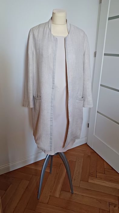 Lekki Płaszczyk Narzutka 100% len Massimo Dutti L