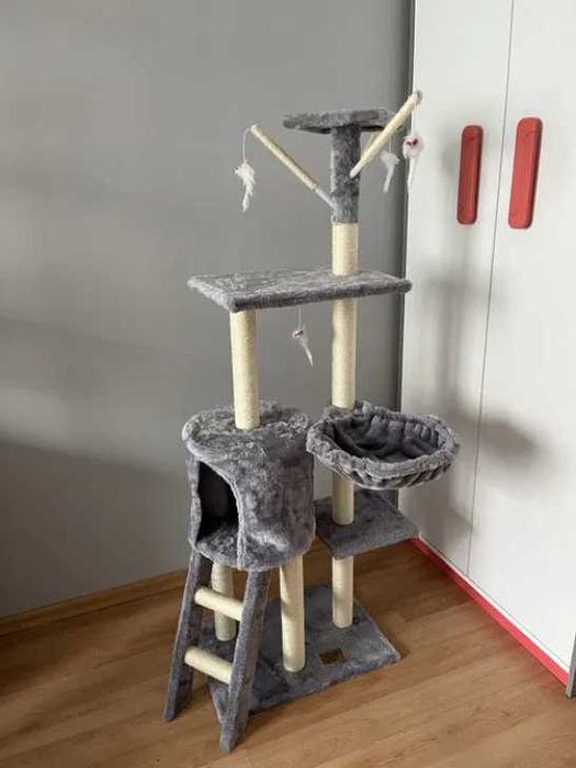 Drapak Dla Kota NOWY Stabilny Z Domkiem Legowiskiem 5 Poziomów