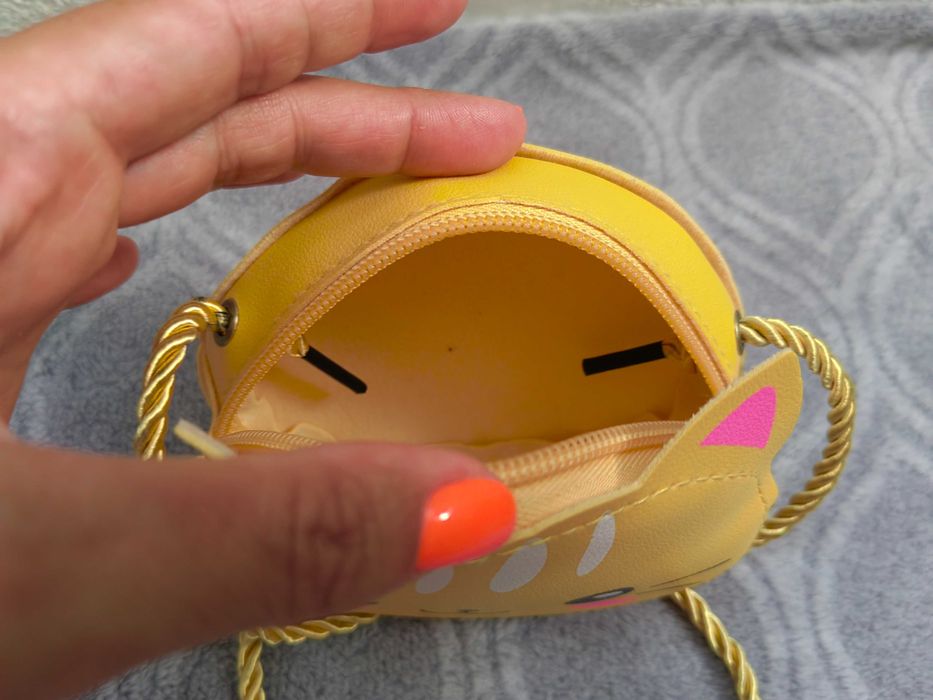 Bolsa de ombro, amarela, gato, para meninas