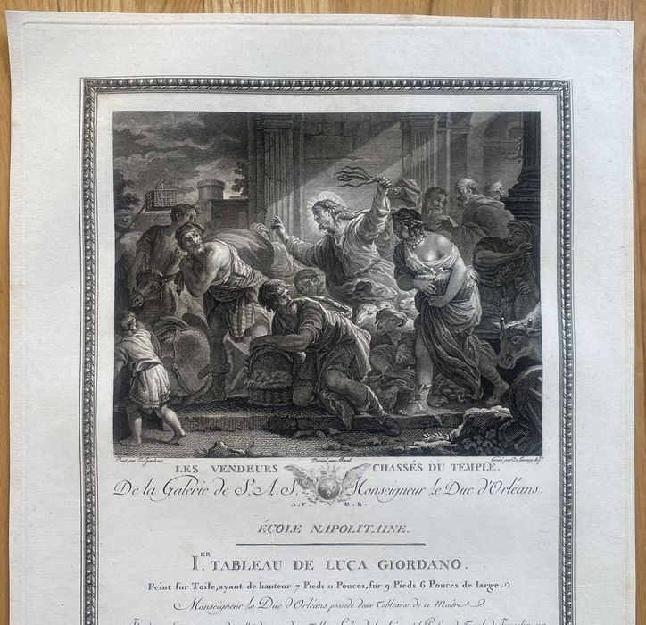 Wypędzenie przekupniów ze świątyni oryginalny miedzioryt z 1786 roku