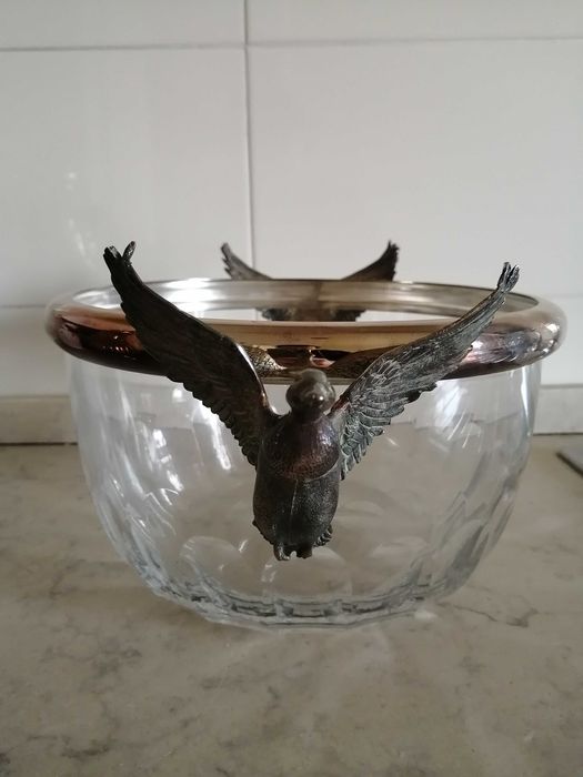 Taça / Saladeira de cristal antiga (troco por barra de 100gr de prata)