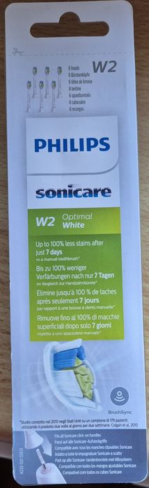 Końcówki do szczoteczek Sonicare Philips W2 Optimal White 6 szt. HX606
