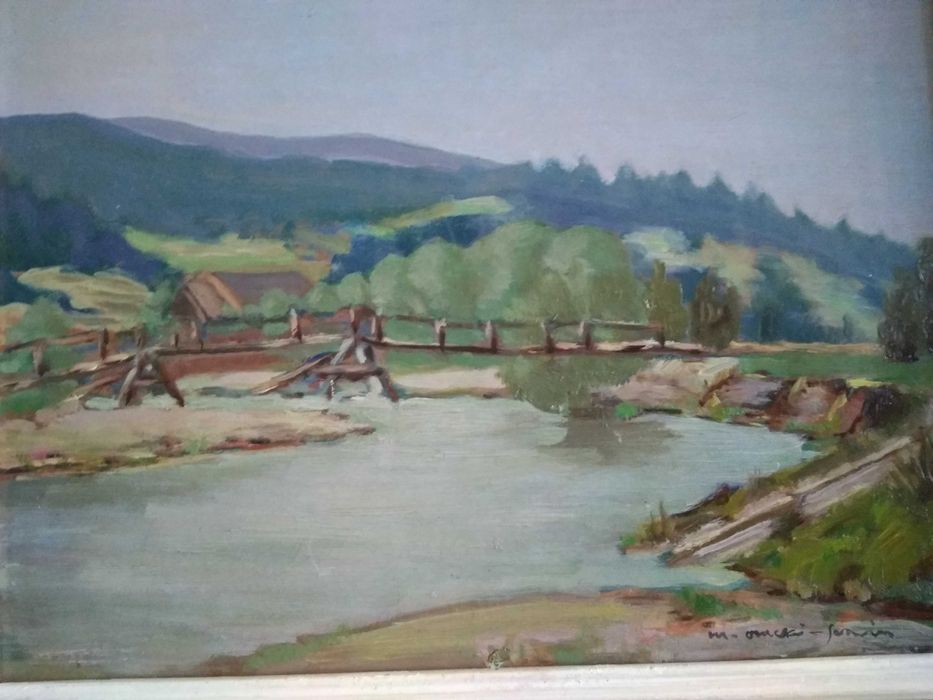 Olejny stary pejzaż sygn. M. Oracki -Serwin
