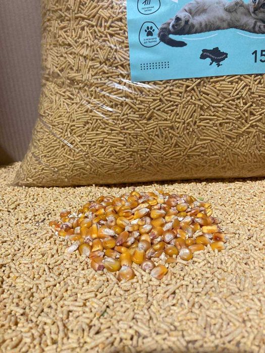 Кукурудзяний наповнювач для котів комкуючий наполнитель 3 кг
