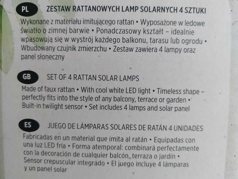 OKAZJA Lampki solarne ratanowe lampy rattan 4szt Wysyłam