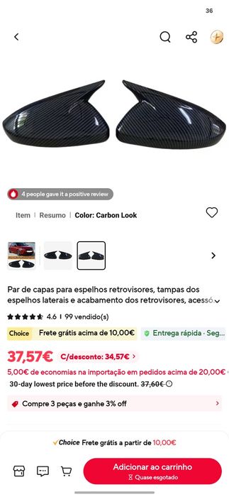 Vendo capa para espelho opel corsa