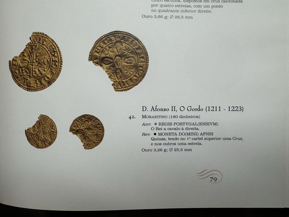 Moeda Ouro Morabitino - D. Afonso II peça colecção mais alta raridade