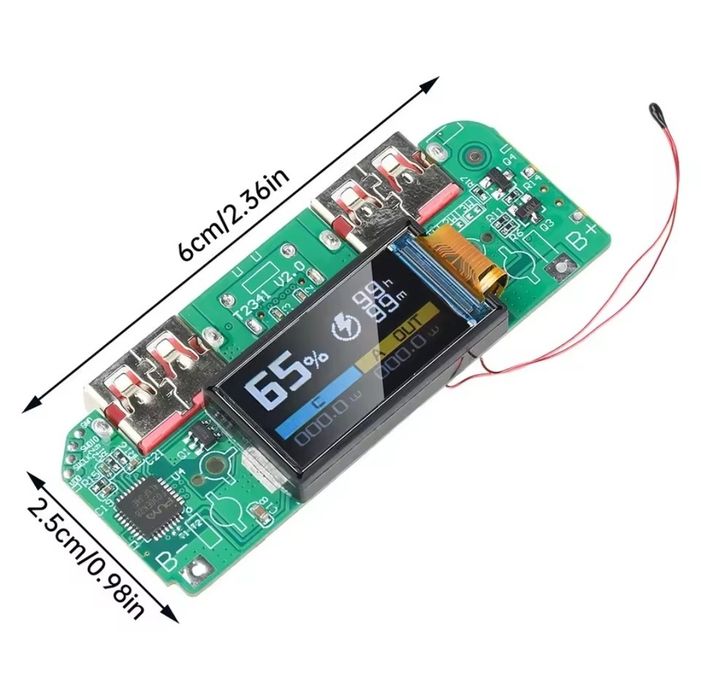 Плата повербанка 22,5 ват з кольоровим екраном Модуль для павербанку Плата power bank qc3.0