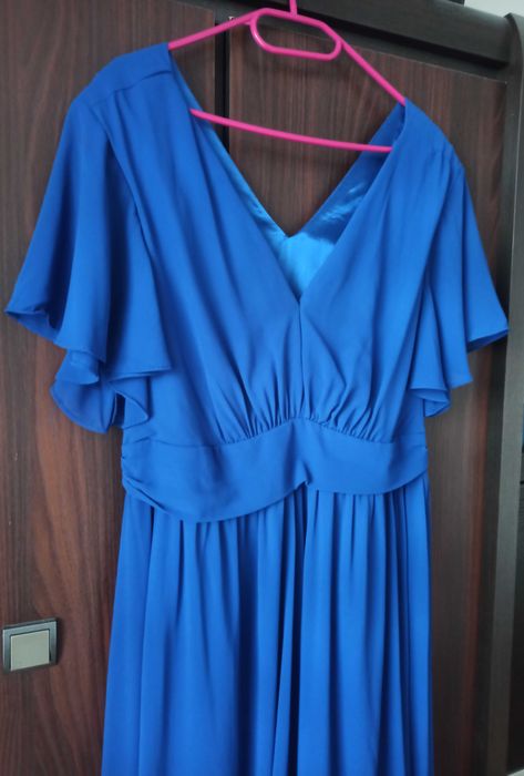 Piękna sukienka długa wesele forever 46 chabrowa