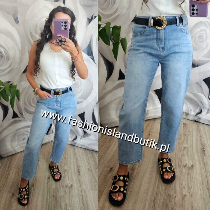 Jeansy Mom Fit niebieskie