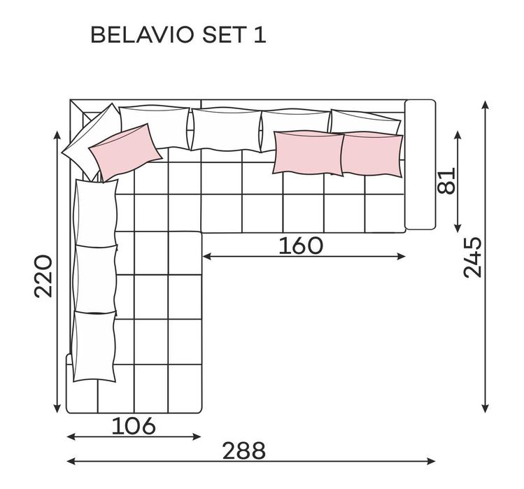 Narożnik Befame Belavio Set 1 w pięknym kolorze i super stanie + pufa