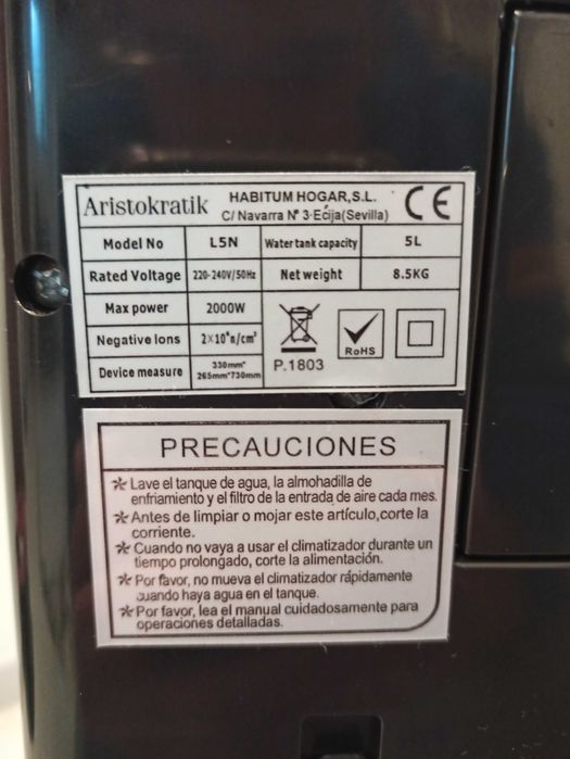 Climatizador Aristokratik de 2000W