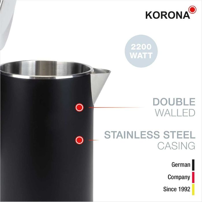 Czajnik elektryczny Korona 2200 W 1 l czarny