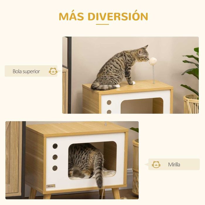 NOVO - Casa para gatos 2 em 1 – Refúgio + Móvel Decorativo 50x28x43cm