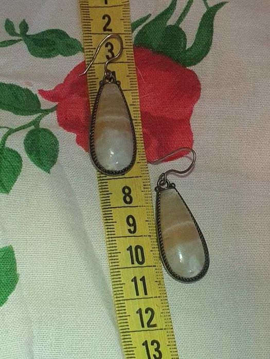 Серьги серебро 916 проба звезда , Урал , Вставка природный агат .