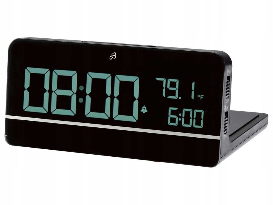 Nowy Cyfrowy budzik z ładowarką indukcyjną i termometrem