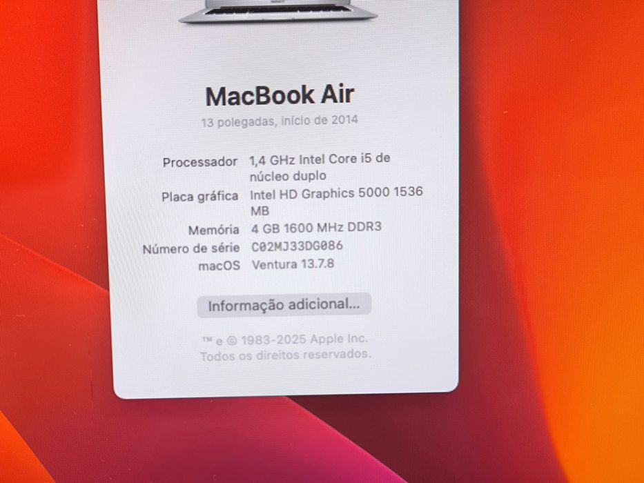 Apple Macbook AIR 13 i5 ssd 128GB