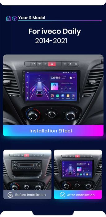 Rádio Android Iveco Daily 2014 a 2020 9 Polegadas CarPlay GPS WIFI 2/32GB Novo