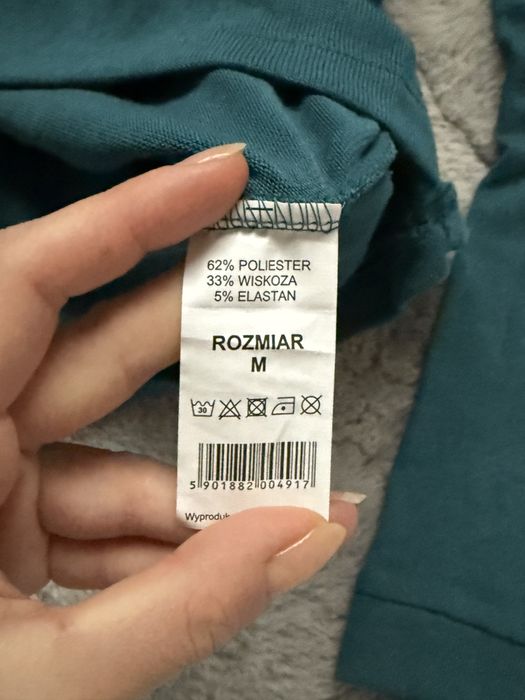 Bluzka na długi rękaw ciemno turkusowa