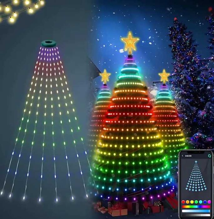Гирлянда для елки управление через смартфон 10 линий светодиодное